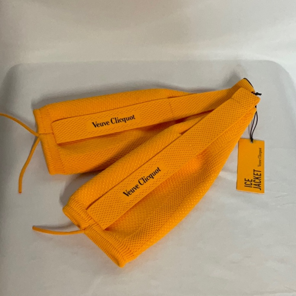 Veuve Clicquot Pair of Yellow/Orange Bottle Jackets Innovative Design Keeps Cool